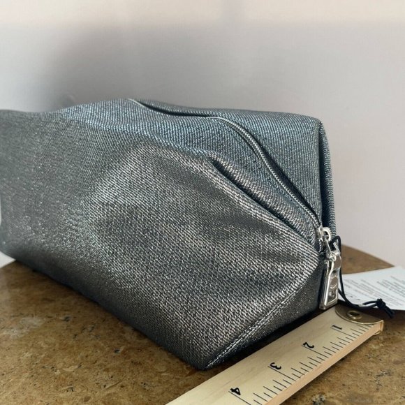 Coach Toiletry Pouch, Makeup & Cosmetic Bag, Silver Shimmering Large Zipper NWT - Picture 11 of 16